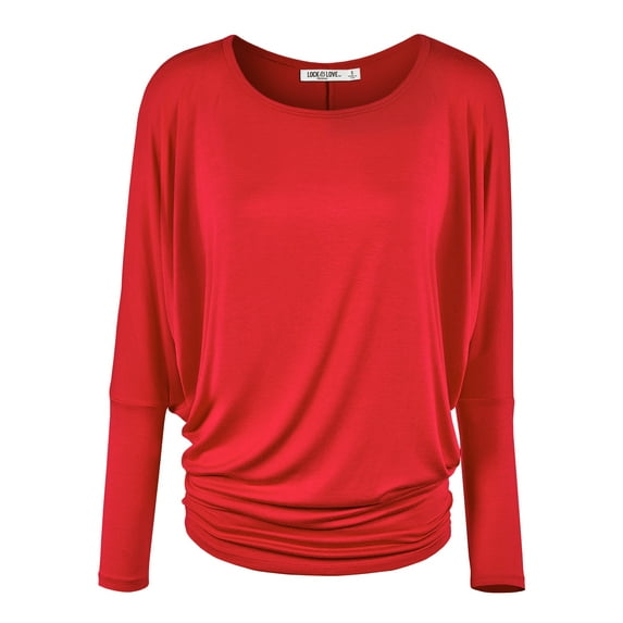 Made by Johnny Women's Batwing Long Sleeve Top XXXL RED