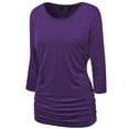 thumbnail image 1 of Made by Johnny Women's Boat Neck 3/4 Sleeve Draped Dolman Top with Side Shirring Premium Shirt XXL DARK_PURPLE, 1 of 6