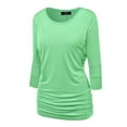 thumbnail image 1 of Made by Johnny Women's Boat Neck 3/4 Sleeve Draped Dolman Top with Side Shirring Premium Shirt XXL MINT, 1 of 6