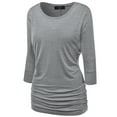 thumbnail image 1 of Made by Johnny Women's Boat Neck 3/4 Sleeve Draped Dolman Top with Side Shirring Premium Shirt XXXXL HEATHER_DARK_GREY, 1 of 6