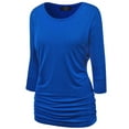thumbnail image 1 of Made by Johnny Women's Boat Neck 3/4 Sleeve Draped Dolman Top with Side Shirring Premium Shirt XXXXL ROYAL_BRITE, 1 of 6