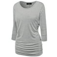 thumbnail image 1 of Made by Johnny Women's Boat Neck 3/4 Sleeve Draped Dolman Top with Side Shirring Premium Shirt XXXXXL HEATHER_GREY, 1 of 6