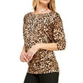 thumbnail image 1 of Made by Johnny Women's Boat Neck 3/4 Sleeve Draped Dolman Top with Side Shirring Premium Shirt XXXXXL LEOPARD, 1 of 6
