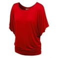 thumbnail image 1 of Made by Johnny Women's Boat Neck Short Sleeve Dolman Drape Top L RED, 1 of 6