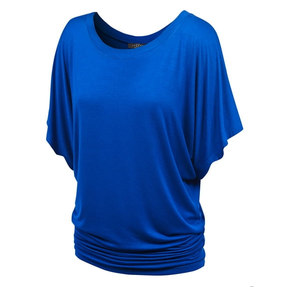 Made by Johnny Women's Boat Neck Short Sleeve Dolman Drape Top M COBALT_BLUE