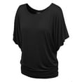 thumbnail image 1 of Made by Johnny Women's Boat Neck Short Sleeve Dolman Drape Top S BLACK, 1 of 6