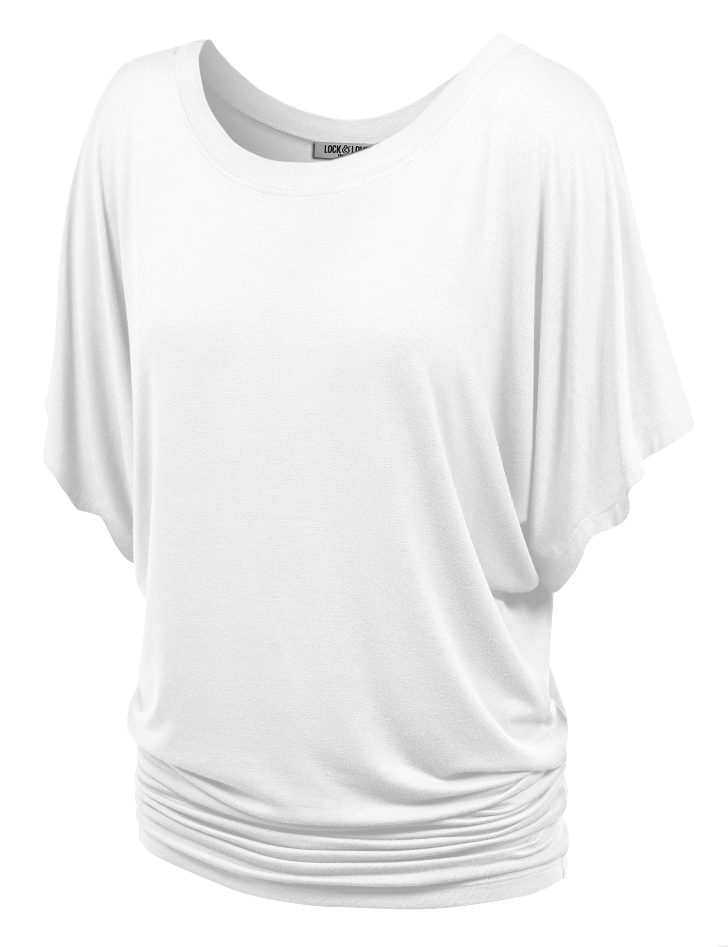 Made by Johnny Women's Boat Neck Short Sleeve Dolman Drape Top S WHITE - image 1 of 6