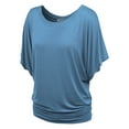 thumbnail image 1 of Made by Johnny Women's Boat Neck Short Sleeve Dolman Drape Top XXL DENIM, 1 of 6