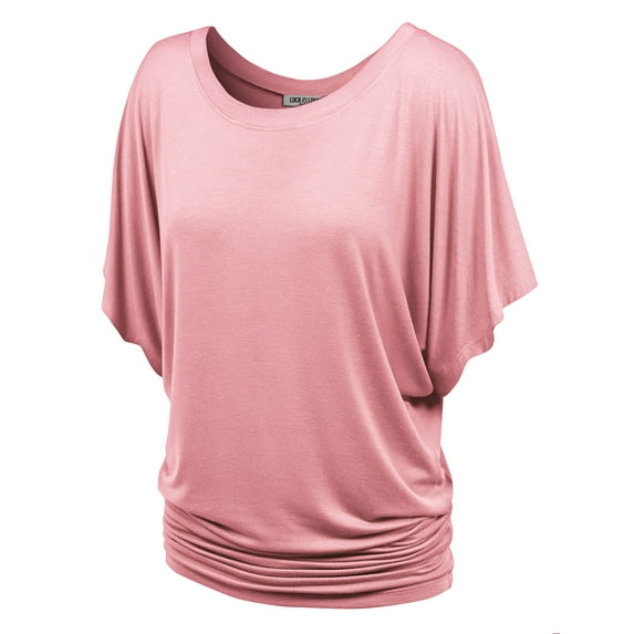 Made by Johnny Women's Boat Neck Short Sleeve Dolman Drape Top XXL PINK