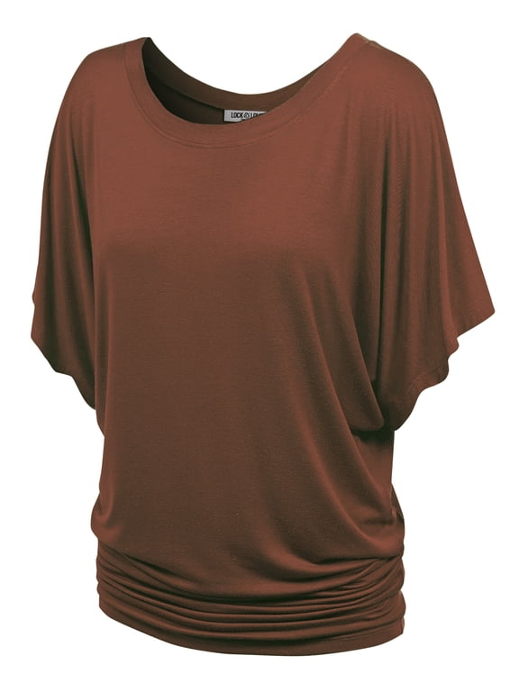 Women's Boat Neck Short Sleeve Dolman Drape Top XXL RUST