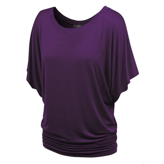 Made by Johnny Women's Boat Neck Short Sleeve Dolman Drape Top XXXL DARK_PURPLE