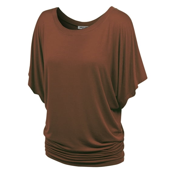 Made by Johnny Women's Boat Neck Short Sleeve Dolman Drape Top XXXL RUST