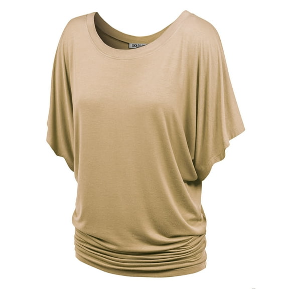 Made by Johnny Women's Boat Neck Short Sleeve Dolman Drape Top XXXXXL TAUPE