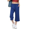 thumbnail image 1 of Made by Johnny Women's Capri Pants Loose Yoga Pants Wide Leg Drawstring Comfy Lounge Pajama Capris Sweatpants with Pockets XXL ROYAL_BRITE, 1 of 6