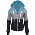 thumbnail image 1 of Made by Johnny Women's Casual Color Block Zip Up Hoodie Sweater XXL DUSTY_BLUE, 1 of 5
