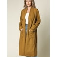 thumbnail image 1 of Made by Johnny Women's Casual Cozy Braided Open Front Long Pocket Cardigan Sweater S MUSTARD, 1 of 6