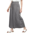 thumbnail image 1 of Made by Johnny Women's Casual Loose Washed Linen Wide Leg Pants with Pockets and Drawstring L GREY, 1 of 6