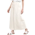 thumbnail image 1 of Made by Johnny Women's Casual Loose Washed Linen Wide Leg Pants with Pockets and Drawstring L WHITE, 1 of 6