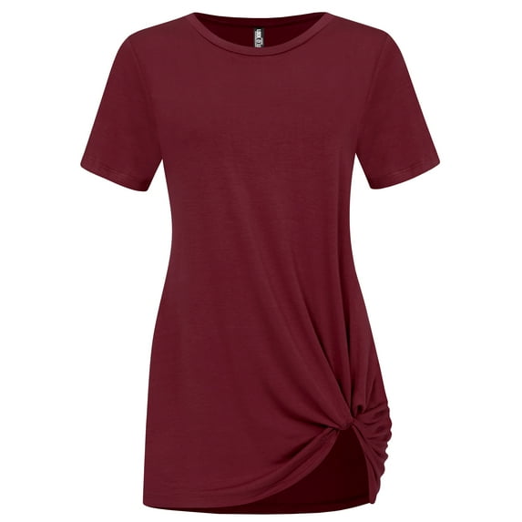 Made by Johnny Women's Casual Shirts Twist Knot Tunics Tops L WINE