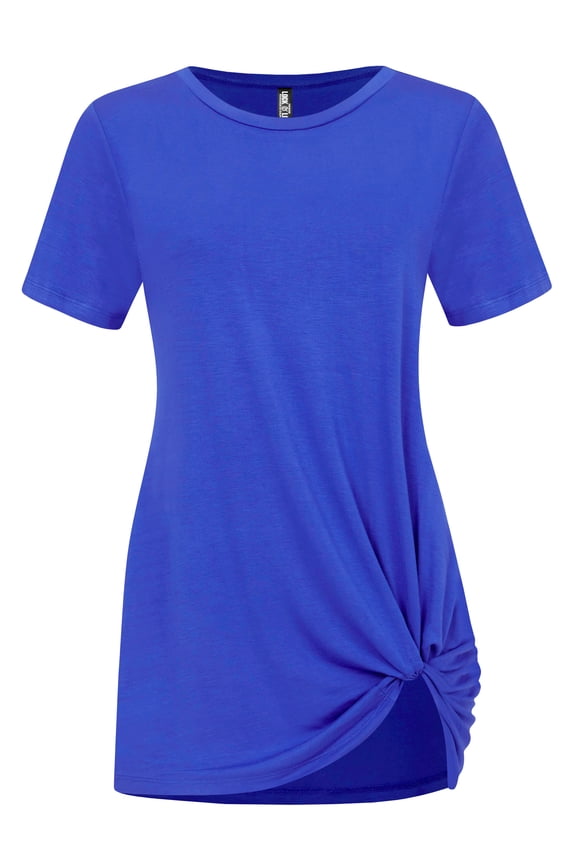 Women's Casual Shirts Twist Knot Tunics Tops M ROYAL_BRITE