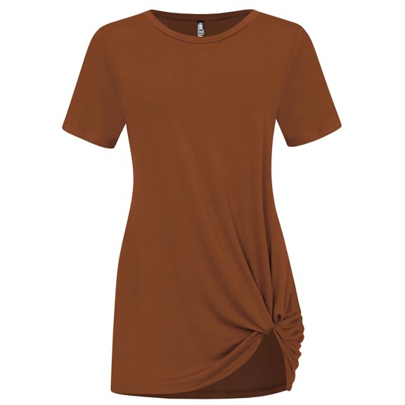Made by Johnny Women's Casual Shirts Twist Knot Tunics Tops M RUST