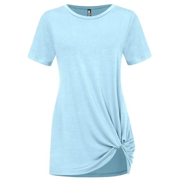 Made by Johnny Women's Casual Shirts Twist Knot Tunics Tops XL AQUA
