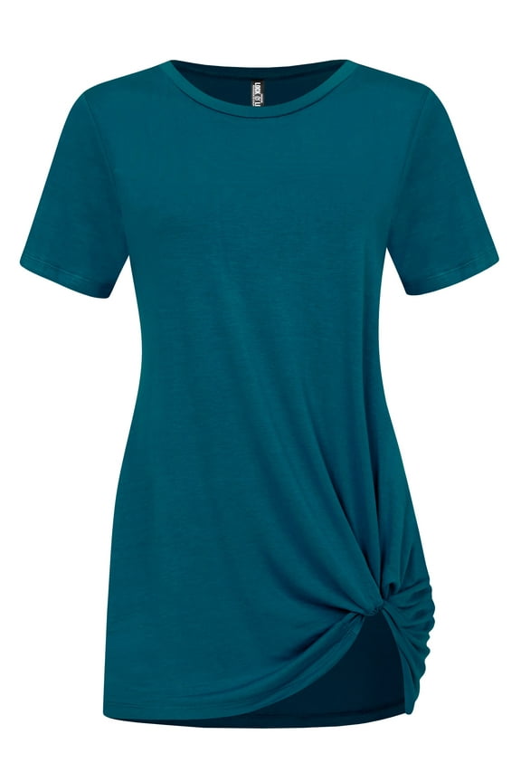 Women's Casual Shirts Twist Knot Tunics Tops XL TEAL
