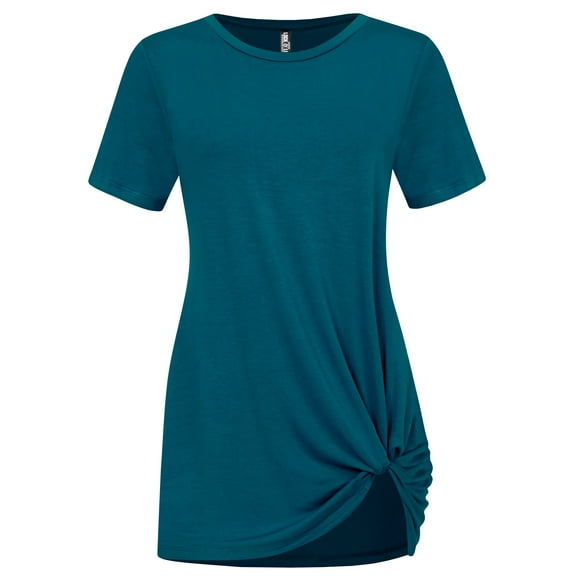 Made by Johnny Women's Casual Shirts Twist Knot Tunics Tops XXL TEAL