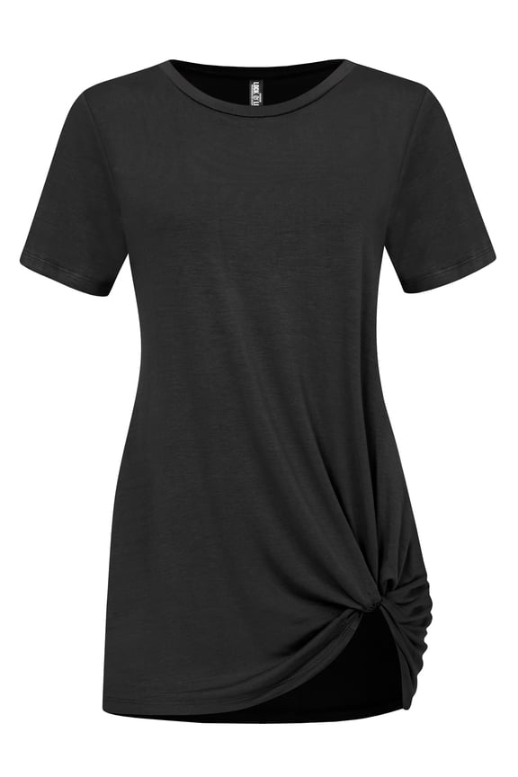 Women's Casual Shirts Twist Knot Tunics Tops XXXL BLACK