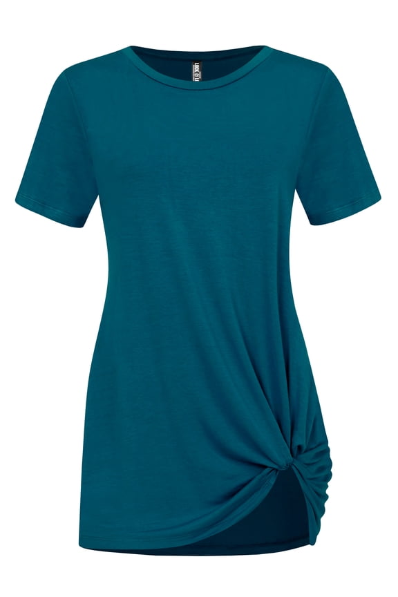 Women's Casual Shirts Twist Knot Tunics Tops XXXL TEAL