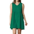 thumbnail image 1 of Made by Johnny Women's Casual Sleeveless V-Neck Loose Flowy Swing Shift Dress L GREEN, 1 of 5