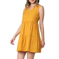 thumbnail image 1 of Made by Johnny Women's Casual Sleeveless V-Neck Loose Flowy Swing Shift Dress L MUSTARD_POLKA, 1 of 5