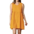 thumbnail image 1 of Made by Johnny Women's Casual Sleeveless V-Neck Loose Flowy Swing Shift Dress M MUSTARD, 1 of 5