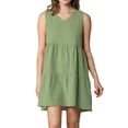 thumbnail image 1 of Made by Johnny Women's Casual Sleeveless V-Neck Loose Flowy Swing Shift Dress S SAGE, 1 of 5