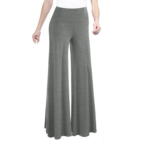 Made by Johnny Women's Chic Palazzo Lounge Pants L HEATHER_DARK_GREY