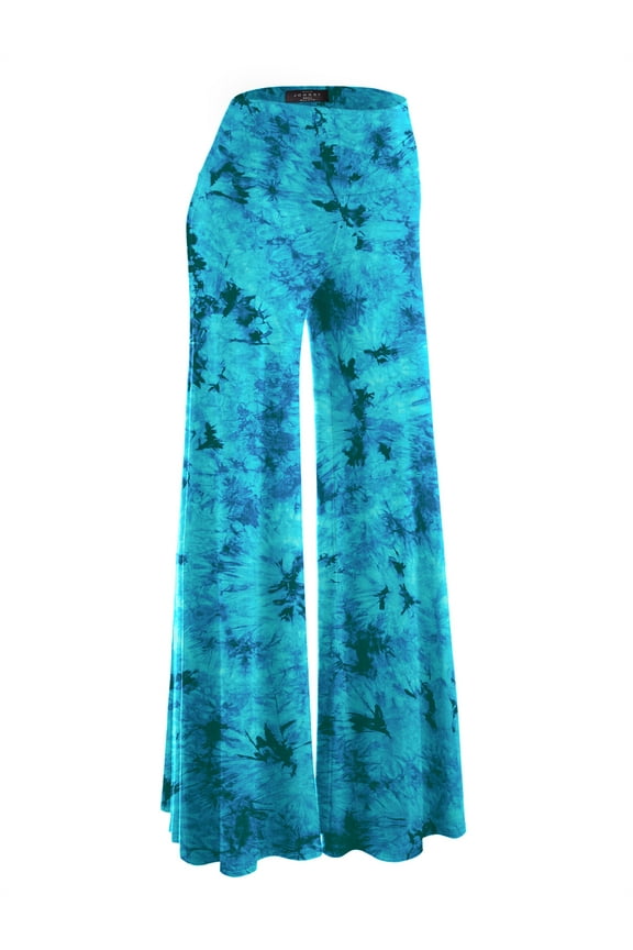 Women's Chic Tie Dye Palazzo Pants L TEAL