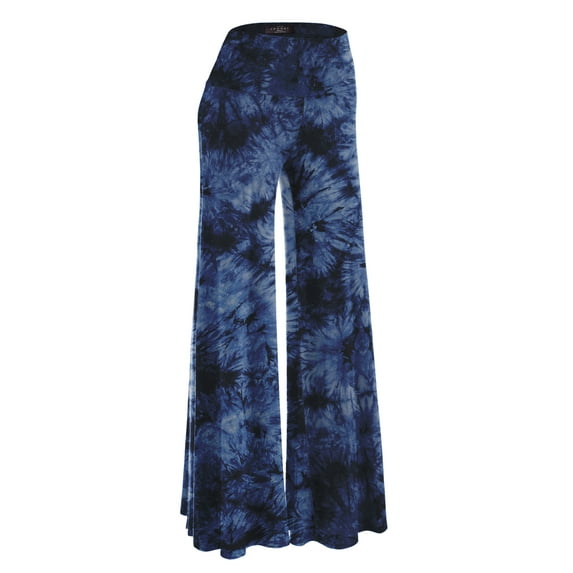 Made by Johnny Women's Chic Tie Dye Palazzo Pants M NAVY