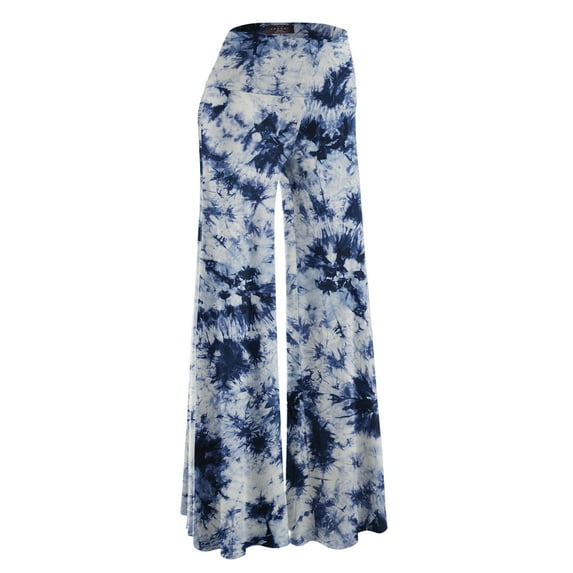 Made by Johnny Women's Chic Tie Dye Palazzo Pants XXL WHITE_NAVY