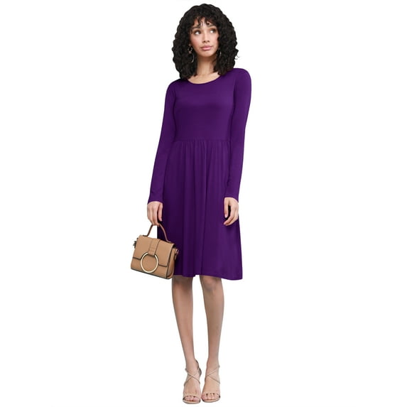 Made by Johnny Women's Comfy Casual Long Sleeve Flowy Dresses Loose Plain Dress with Pockets S DARK_PURPLE
