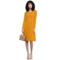 thumbnail image 1 of Made by Johnny Women's Comfy Casual Long Sleeve Flowy Dresses Loose Plain Dress with Pockets S MUSTARD, 1 of 6