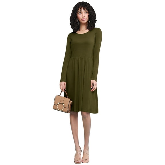 Made by Johnny Women's Comfy Casual Long Sleeve Flowy Dresses Loose Plain Dress with Pockets XXL OLIVE