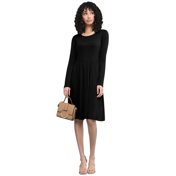 Made by Johnny Women's Comfy Casual Long Sleeve Flowy Dresses Loose Plain Dress with Pockets XXXL BLACK