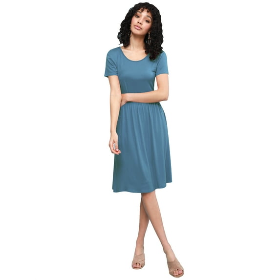 Made by Johnny Women's Comfy Casual Short Sleeve Flowy Dresses Loose Plain Dress with Pockets S DENIM