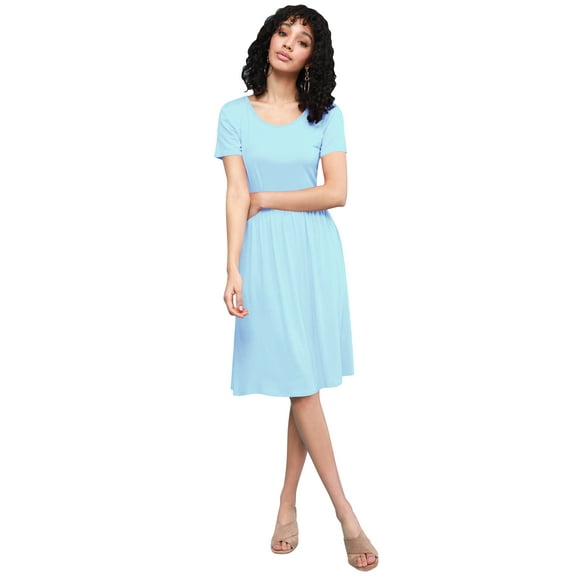 Made by Johnny Women's Comfy Casual Short Sleeve Flowy Dresses Loose Plain Dress with Pockets XL AQUA