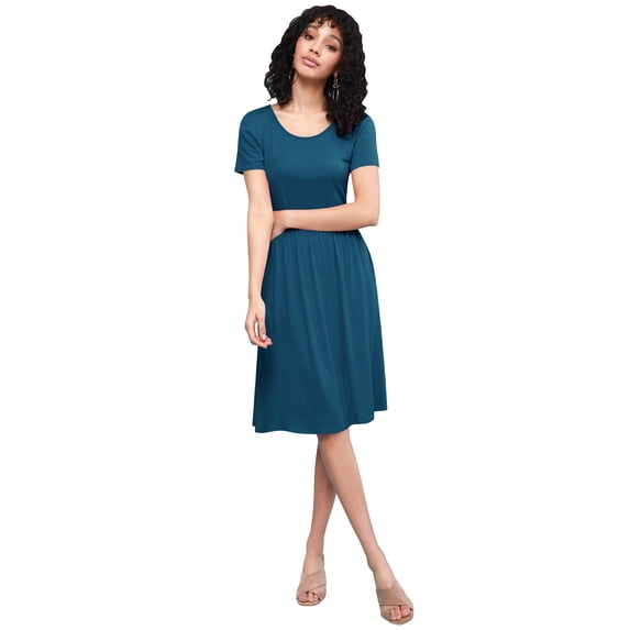 Made by Johnny Women's Comfy Casual Short Sleeve Flowy Dresses Loose Plain Dress with Pockets XXL TEAL