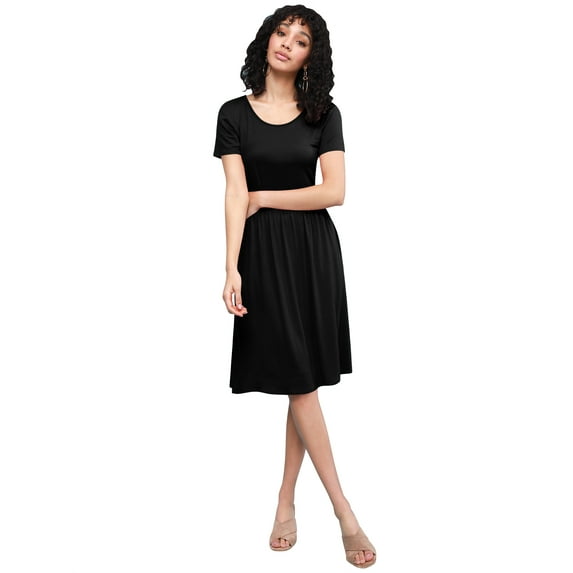 Made by Johnny Women's Comfy Casual Short Sleeve Flowy Dresses Loose Plain Dress with Pockets XXXL BLACK