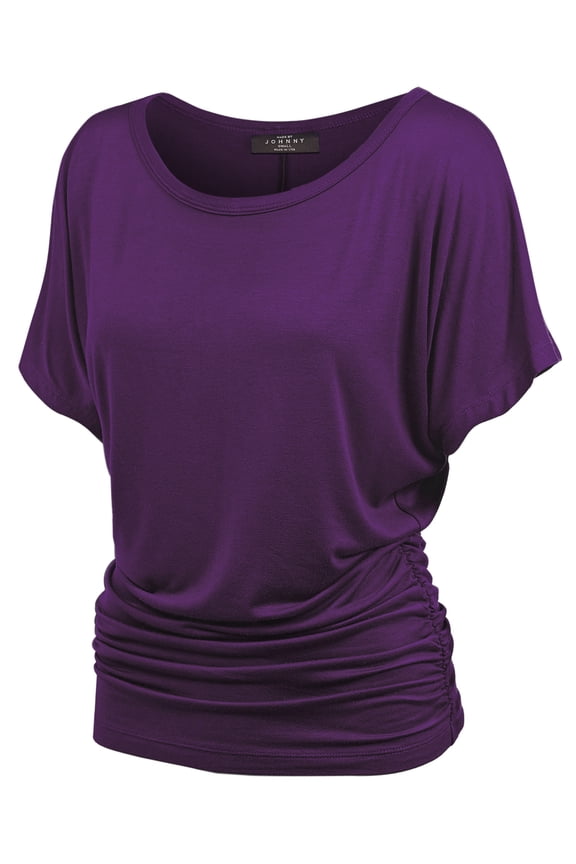 Women's Dolman Drape Top with Side Shirring M DARK_PURPLE