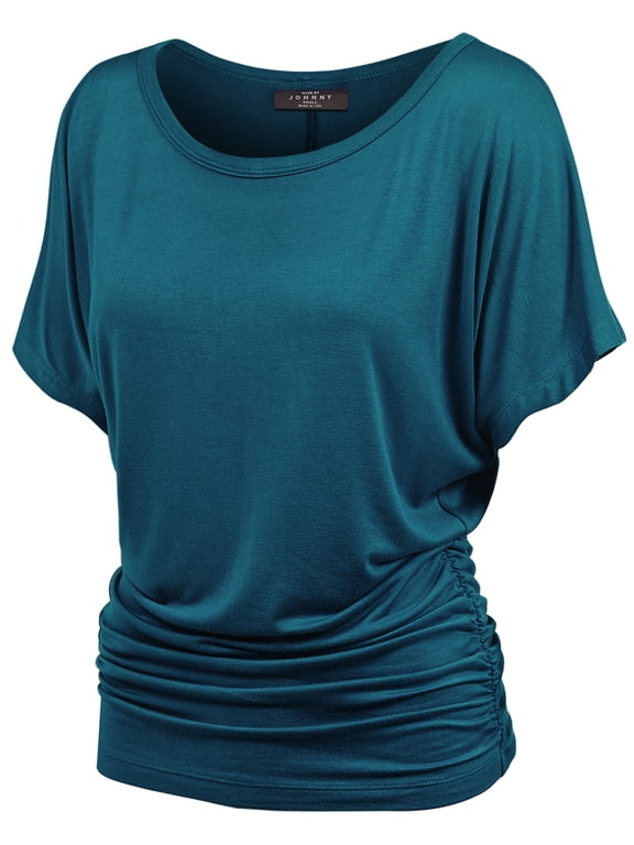 Women's Dolman Drape Top with Side Shirring XL TEAL