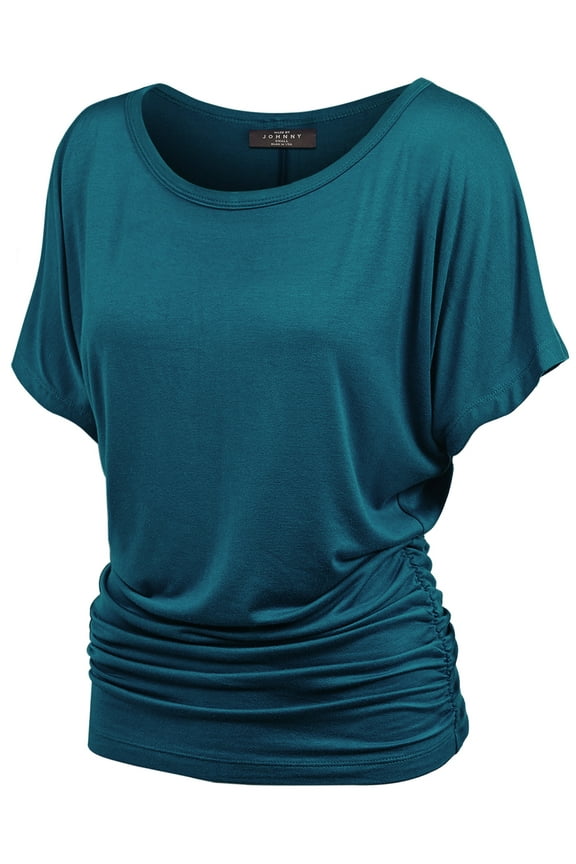 Women's Dolman Drape Top with Side Shirring XL TEAL