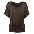 thumbnail image 1 of Made by Johnny Women's Dolman Drape Top with Side Shirring XXL BROWN, 1 of 4